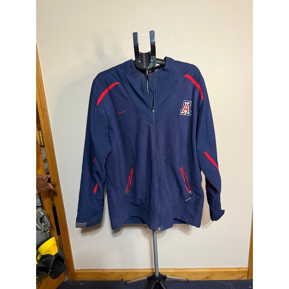 Nike Team Arizona Wildcats Full Zip Fleece Jacket Navy Blue Red‎ Mens XL Therma